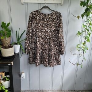 90's Style Floral Long Sleeve Babydoll Dress